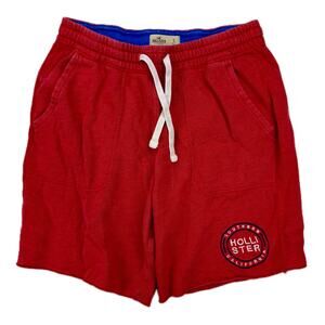 Hollister Surf Co Sweat Lounge Shorts Small Red with Blue Accent